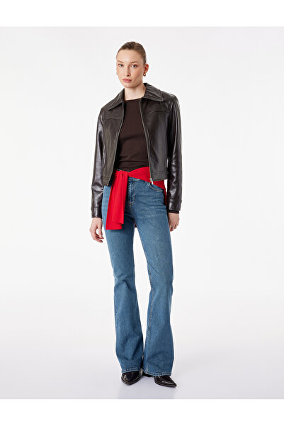 Koton Cotton Slim Fit Buttoned Spanish Flare Denim Trousers - Flare Jeans