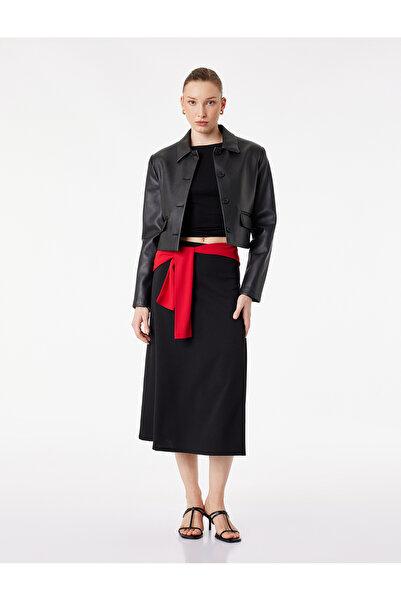 Koton Crepe Scuba Fabric Midi Length A-Line Skirt