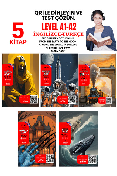 TGR Yayıncılık İngilizce 5'li A1-A2 Seviye QR Kod ile Dinlemeli ve Alıştırmal...