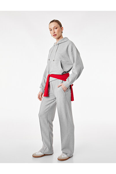 Koton Modal Blend Ribbed Wide Leg Pants with Pockets