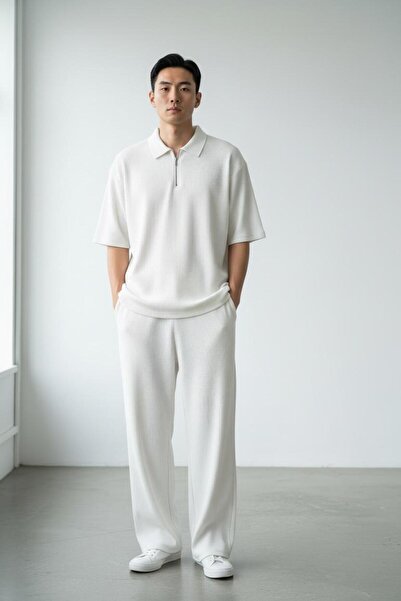 Altamira طقم بدلة رياضية عثمانية بنصف سحاب باللون الأبيض للرجال