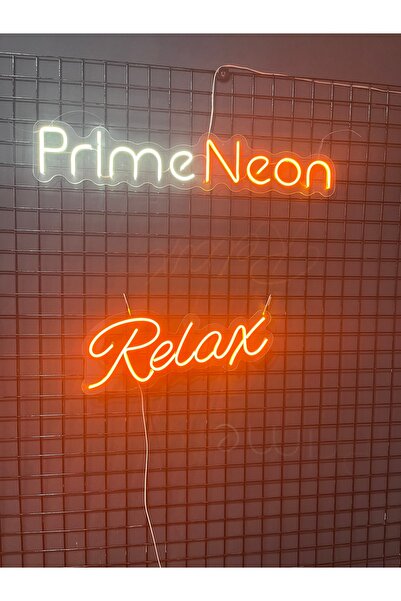 AB HOME Relax Amber Neon Tabela 55x20 cm – LED Neon Işık, 12V Adaptör Dahil