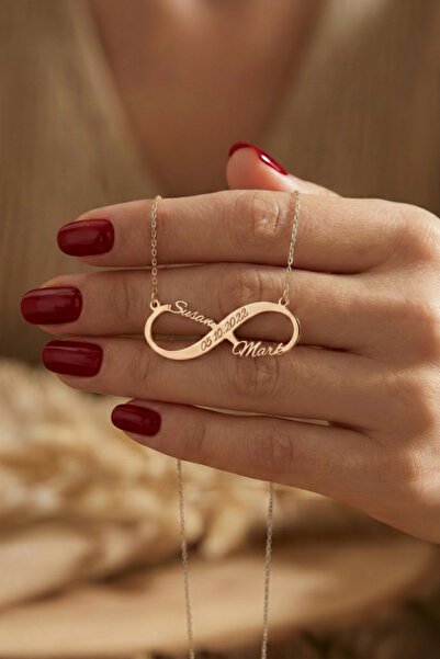 saramary 925 Ayar Orjinal Gümüş Kişiye Özel İsimli Tarihli Sonsuzluk Rose Ren...