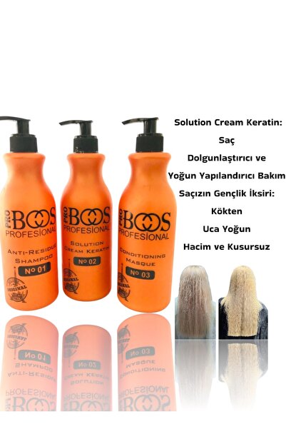 Pro Boos Profesyonel Cream Keratin Set 3 Lü Keratin Yükleme Botox, Kalıcı Fön...