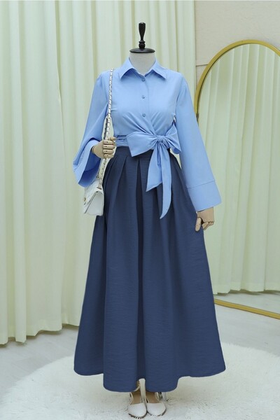 HİJABAYA Yan Bağlamalı İspanyol Kol Düğmeli Gömlek