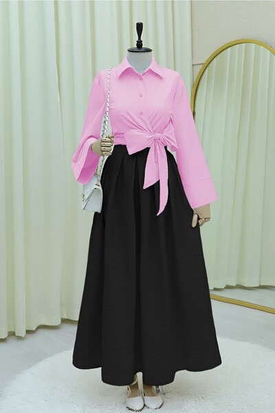 HİJABAYA Yan Bağlamalı İspanyol Kol Düğmeli Gömlek