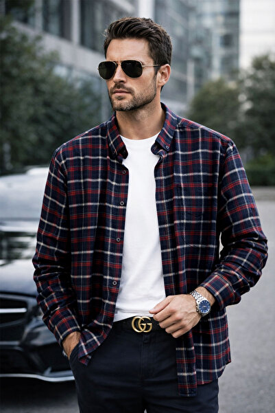 Varetta Erkek Siyah Kışlık Kareli Gömlek Cepli Klasik Kesim winter shirt