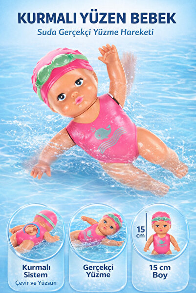 YILDIRIM OYUNCAK Kartela Küvette Havuzda Kendiliğinden Yüzen Kurmalı Swimming...