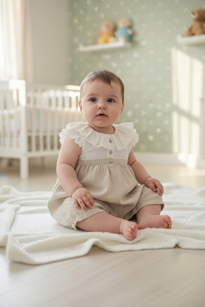 Butik Bebek Keten Çıtçıtlı Tulum