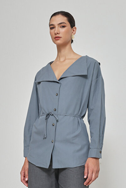 Setre Kuvars %100 Pamuklu Yaka Detaylı Gömlek