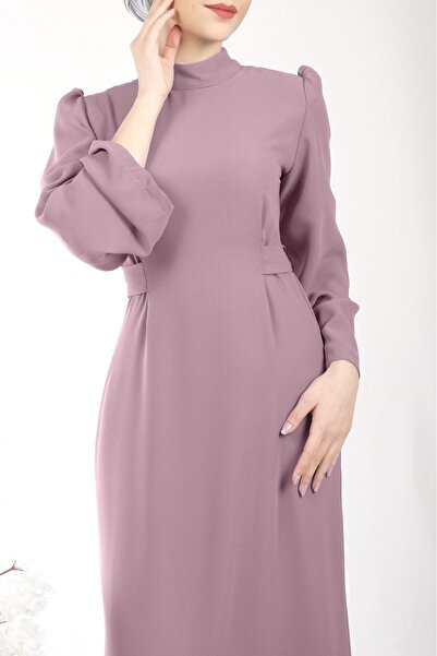 Modamorfo Hakim Yaka Belden Bağlamalı Elbise -G.kurusu