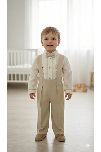 Heymino Mora Vintage Stil Erkek Bebek Şık Salopet Takım