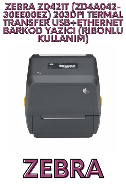 Zebra طابعة باركود حرارية ZD421T (ZD4A042-30EE00EZ) بدقة 203 نقطة في البوصة م...