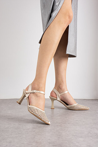 guijarro Ženske zlatne Sa kamenčićima mrežaste cipele sa detaljnim goblet pot...