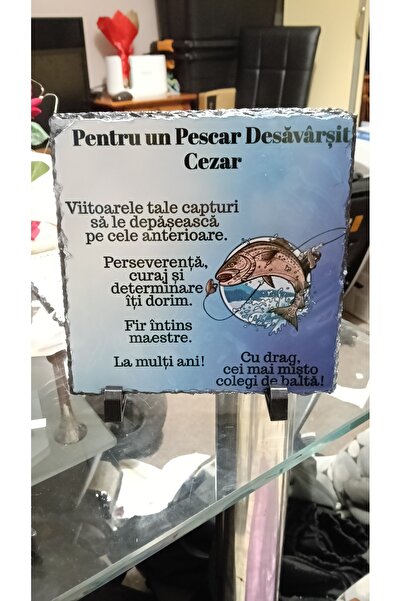 CrisPrint Placă de ardezie cadou pentru pescar