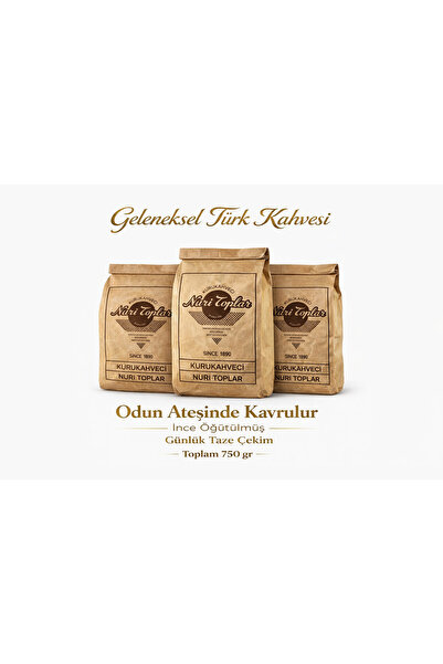 Nuri Toplar Türk Kahvesi Günlük Taze Çekim 3x250 Gram