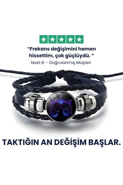 wellife pro TERAZİ Ruh Bilekliği El Yapımı Ayarlı On İki Burç Deri Bileklik K...