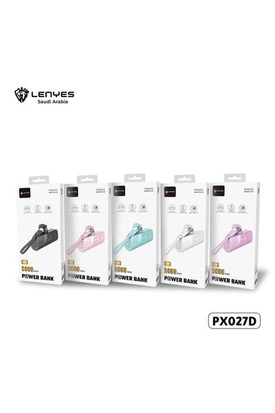 Lenyes باور بانك صغير PX 027 D مع حامل للهاتف، سعة 5000 مللي أمبير، شحن سريع
