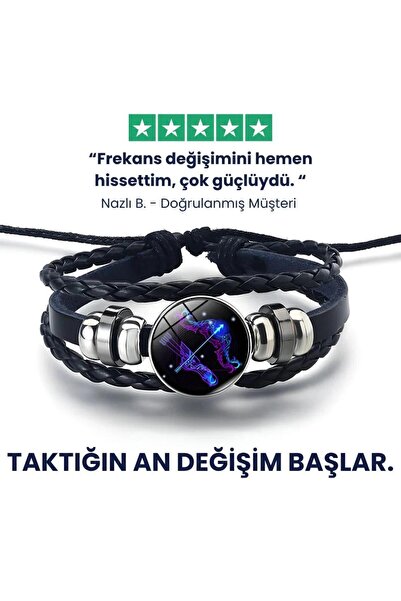 wellife pro YAY Ruh Bilekliği El Yapımı Ayarlı On İki Burç Deri Bileklik Kadı...