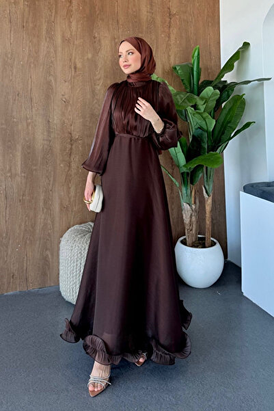 Şulemoda Giyim Çimen Abiye Kahverengi