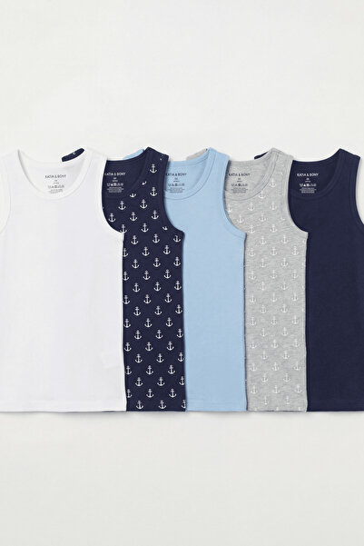 Katia&Bony Boy's 5-Piece Anchor Patterned Undershirt