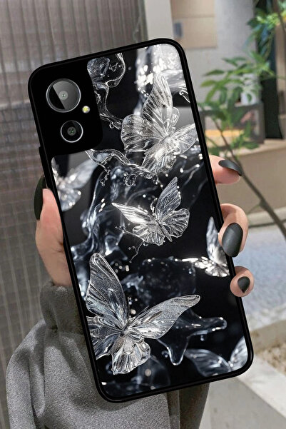 General Mobile Gm 23 SE Uyumlu Beyaz Kelebek Tasarımlı Glossy Premium Kılıf