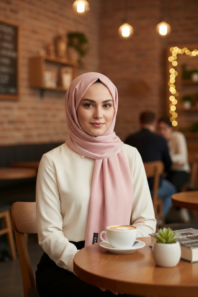 Sarar Pamuklu Çift Renk Pembe Şal 70x190