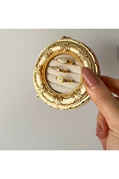 Xui Gold Rengi Zirkon Taş Detaylı Nazar Göz Model Kadın Yüzük/Eye Serçe Parma...