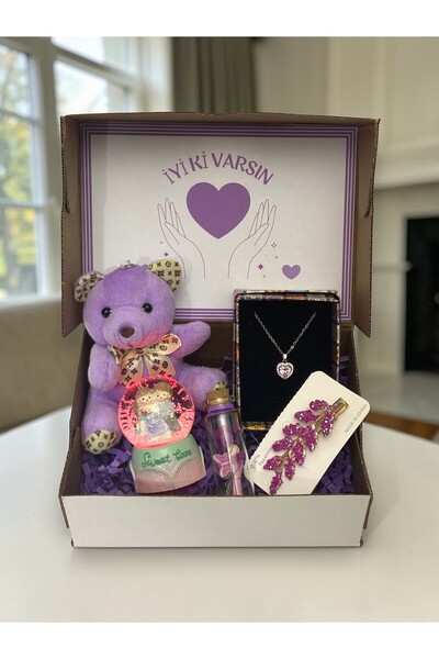 miraybutikhediyelikesya İyi Ki Varsın Hediye Kutusu – Kalpli Kolye, Işıklı Ka...