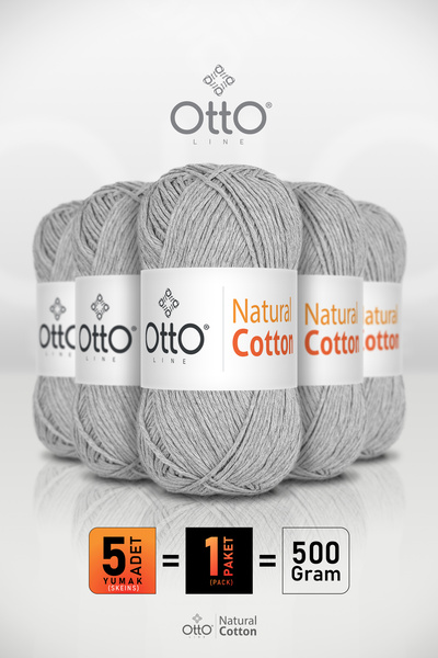Otto قطن طبيعي - رمادي فاتح (6012) - عبوة من 5 قطع - 2 مم/100 جرام/200 متر - ...