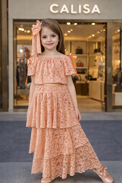 ALARA REYHAN Κοριτσίστικο σετ με βολάν από τούλι και μακριά φούστα και βραδιν...