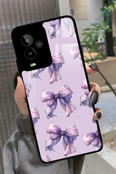 General Mobile Gm 24 Pro Uyumlu Mor Kurdele Tasarımlı Glossy Premium Kılıf