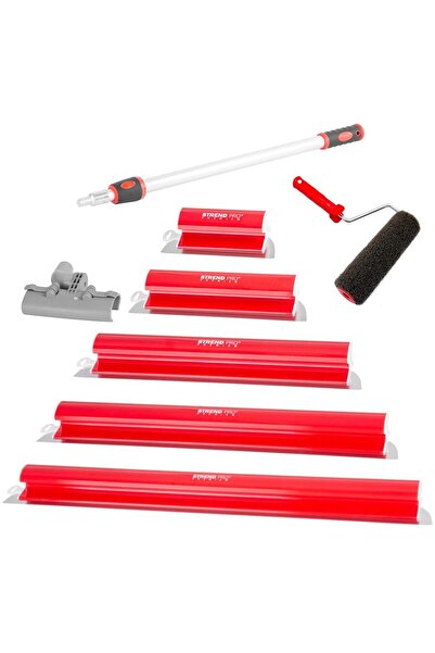 Strend Pro Set 5 gletiere profesionale, inox, 25, 40, 60, 80, 100 cm, suport,...