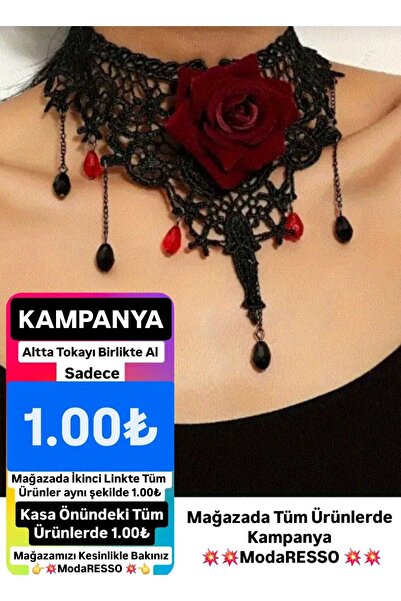 modares Vintage Siyah Dantel Gotik Kolye - Dantel Choker Kolye Ayarlanabilir ...