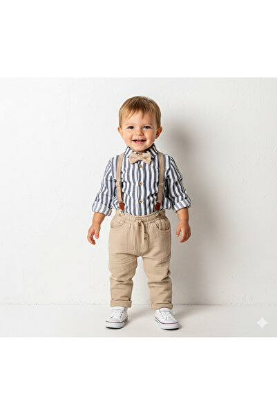 Minim Striped Shirt with Solapet 2-Piece Set - Casual - Holiday - Special Day