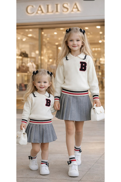 CALİSA Girl's Knitwear Sweater and Pleated Skirt Stylish 2-Piece Holiday Set ...