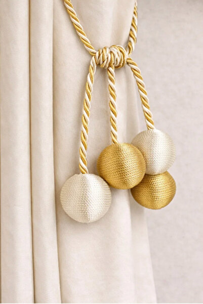 MEFAKS TEKSTİL Modern Sarım 4 Toplu Braçol | Kornişe Takmatik İpli Perde Topl...