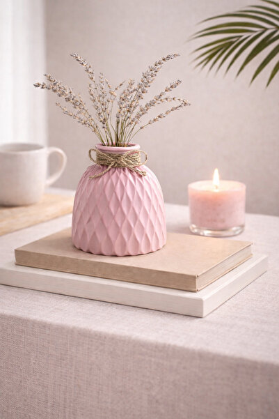 LORİCA El yapımı Dekoratif Mini Kuru Çiçek Vazosu 10x8cm minimal Bohem Ev Ofi...