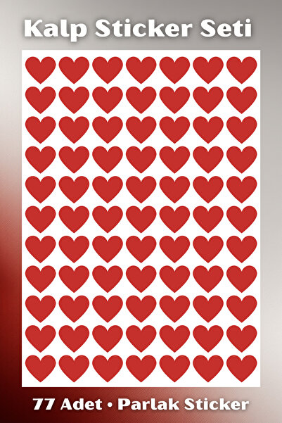 Hanelia Art 77 Adet Kırmızı Kalp Sticker Seti – Parlak & Çok Amaçlı Dekoratif...