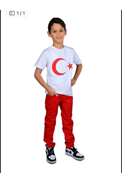 Nacar 23 Nisan Çocuk Baskılı Tshirt Pantolon Gösteri Kıyafeti 0-24