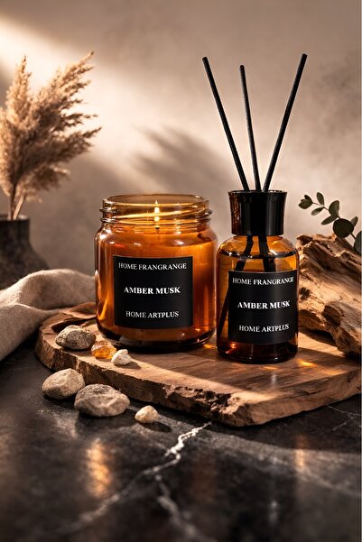 homeartplus Dekoratif Amber Şişede 50 Ml amber Oda Kokusu Ve 185 gr amber kav...
