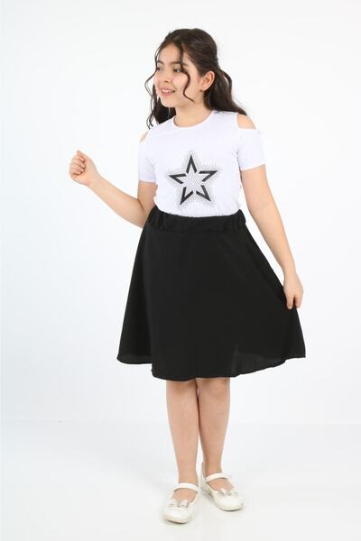 Nacar Kız Çocuk Gösteri Kıyafeti Tshirt Etek Takım