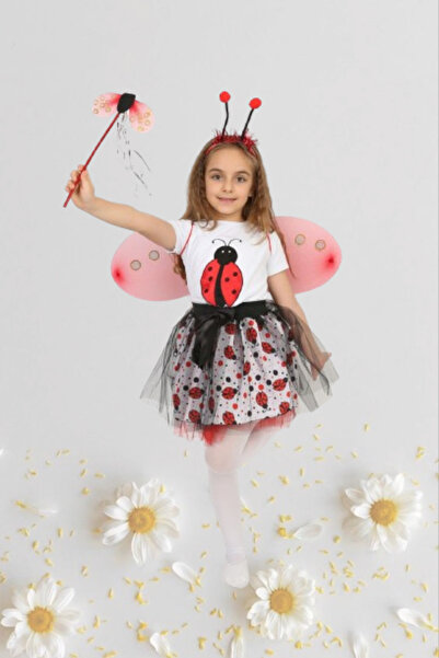 Nacar Kız Çocuk 23 Nisan Okul Gösteri Uğur Böceği Kostümü Doğum Günü Tütü Ete...