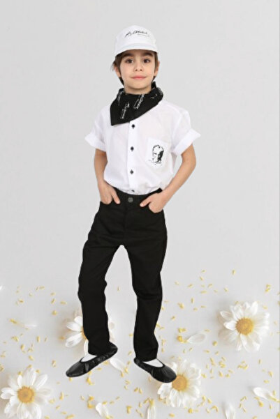 Nacar Erkek Çocuk 23 Nisan Kıyafeti Kostüm Pantolon Kısa Kol Atatürk Baskılı ...