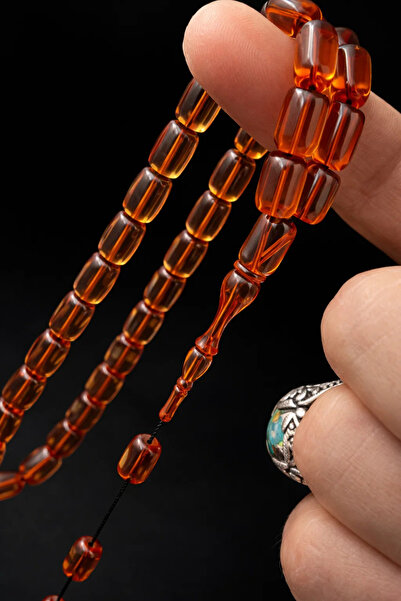 Cemhan Göksal Fire Amber Prayer Beads 7X11 mm Handmade Special Design Collect...