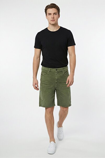 Diesel Men Distressed Chino Shorts, Dark Olive