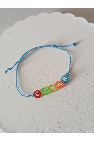 La fee aksesuar 4-10 Yaş Erkek Çocuk & Boncuk Isim Ayarlanabilir Bileklik-hav...