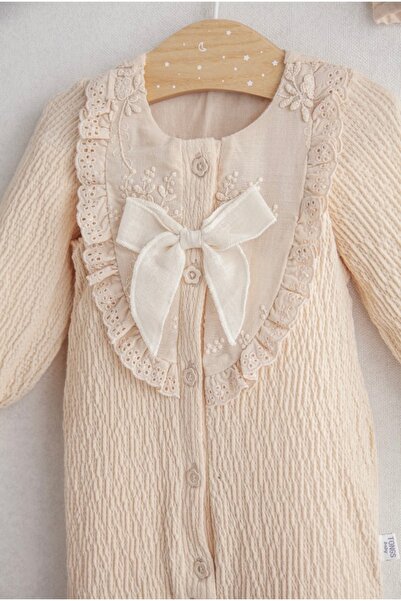 Tongs Baby Krem Kız Bebek Royal 2li Tulum Takımı