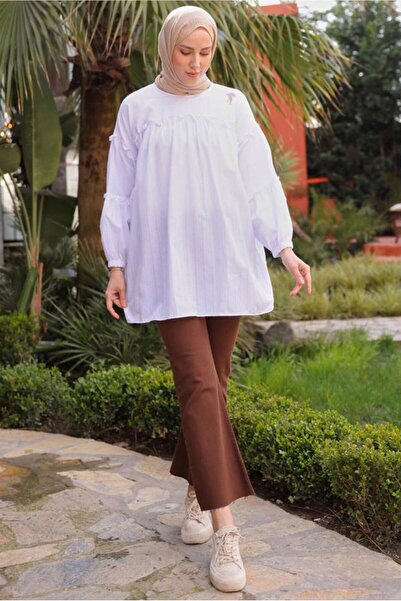 TRENDTESETTÜR KADIN KREM BROŞ DETAYLI TUNİK T 74616