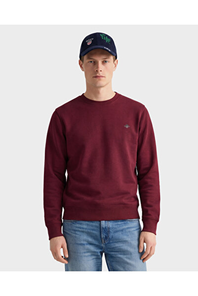 Gant Erkek Bordo Regular Fit Bisiklet Yaka Sweatshirt
